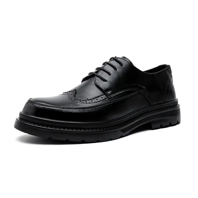 men fashion wedding party dress original leather shoes lace-up derby shoe black brown carved brogue sneakers gentleman footwear