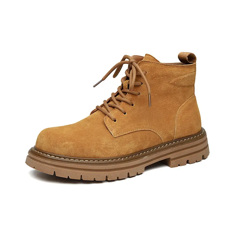 mens casual desert boots lace-up cow suede leather shoes outdoors cowboy tooling work boot spring autumn platform ankle botas