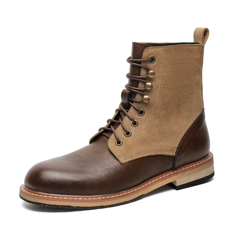 big size men's fashion outdoors desert boots black brown natural leather shoes cowboy tooling work boot handsome high botas male