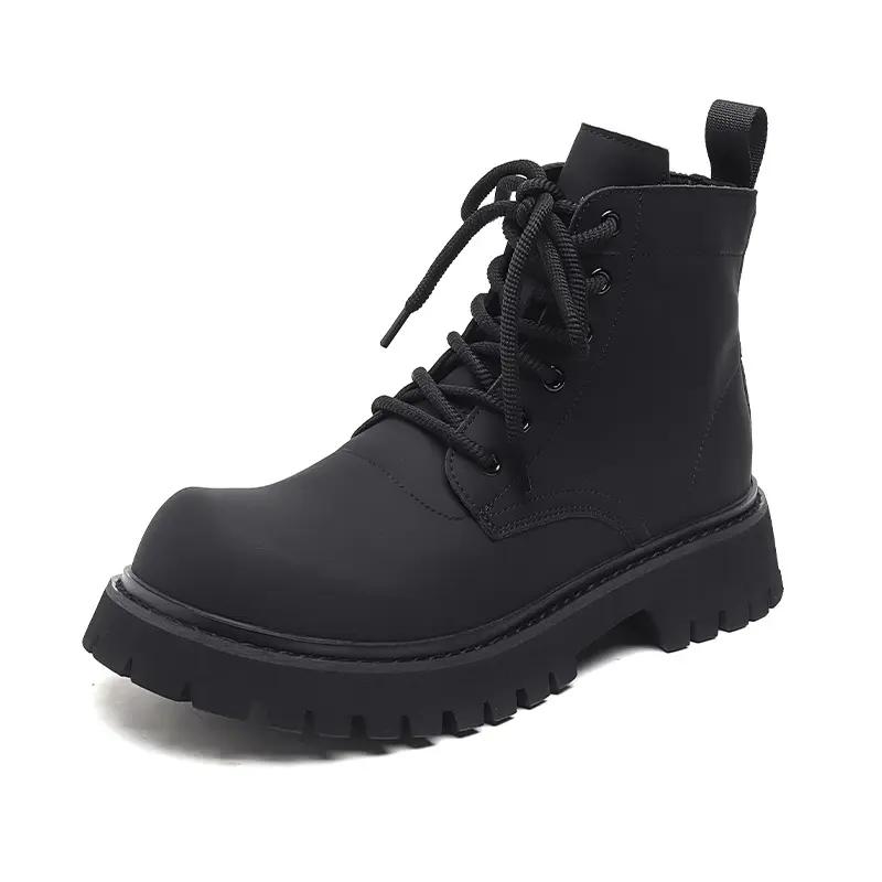 British style men's casual platform boots black stylish autumn winter shoes cowboy genuine leather boot handsome ankle botas man