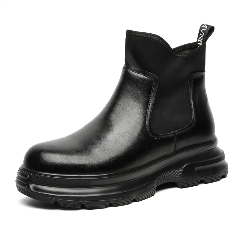 mens casual party banquet chelsea boots black trendy original leather shoes cowboy platform boot designer cool ankle botas mans