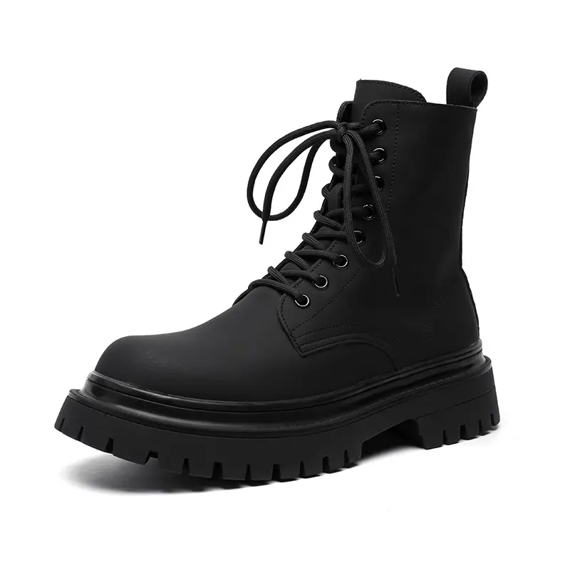 men's fashion high motorcycle boots black trendy original leather shoes cowboy platform boot handsome autumn winter botas hombre