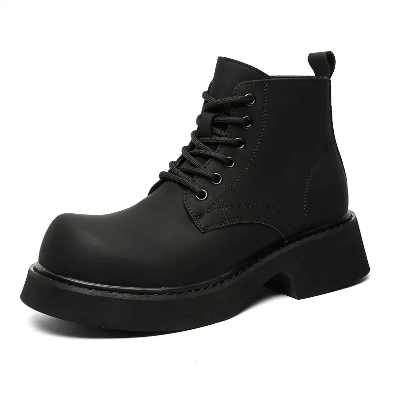 British style mens fashion original leather boots punk rock big toe shoes cowboy platform boot black trendy ankle botas hombre