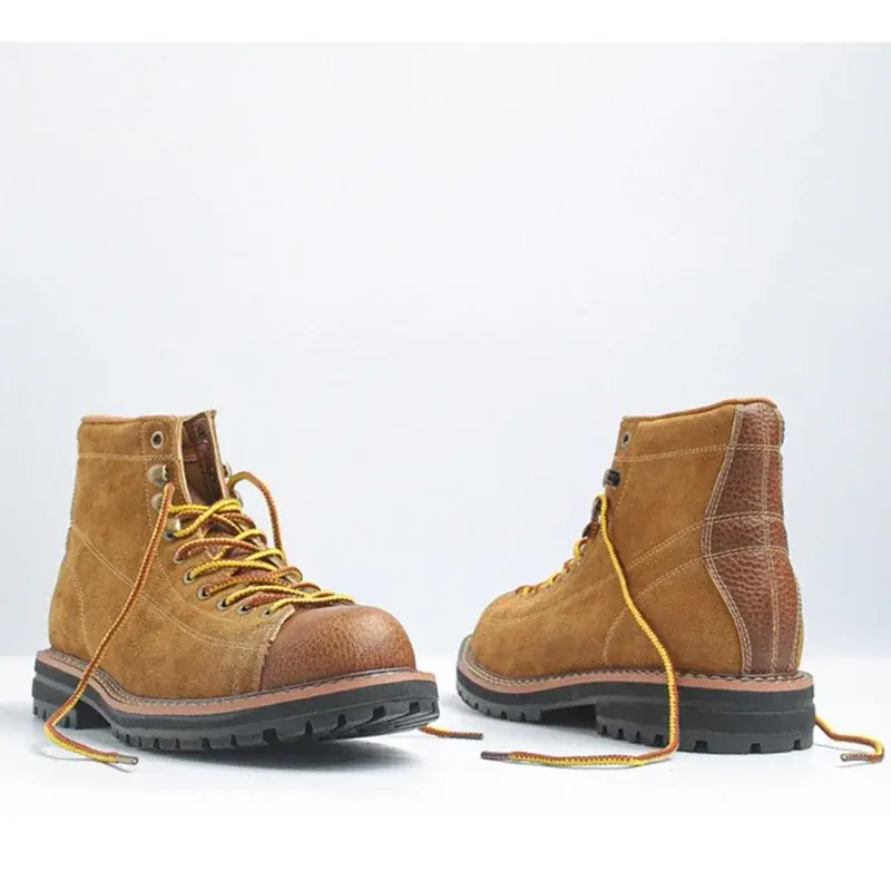 Japanese Vintage Men Casual Shoes Handmade British Cow Suede Tooling Ankle Boots Autumn Winter Platform Desert Motorcycle Boots