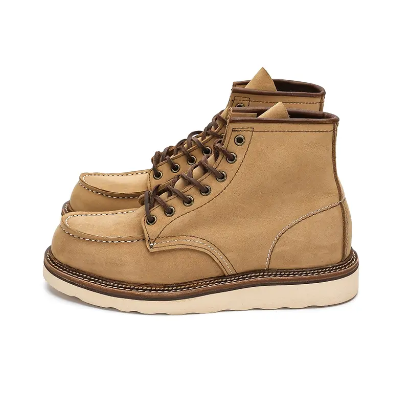1907 Vintage Unisex Men Shoes Ankle Boots Handmade Autumn Winter Cow Leather Shoes Wings Round Toe Tooling Motorcycle Boots