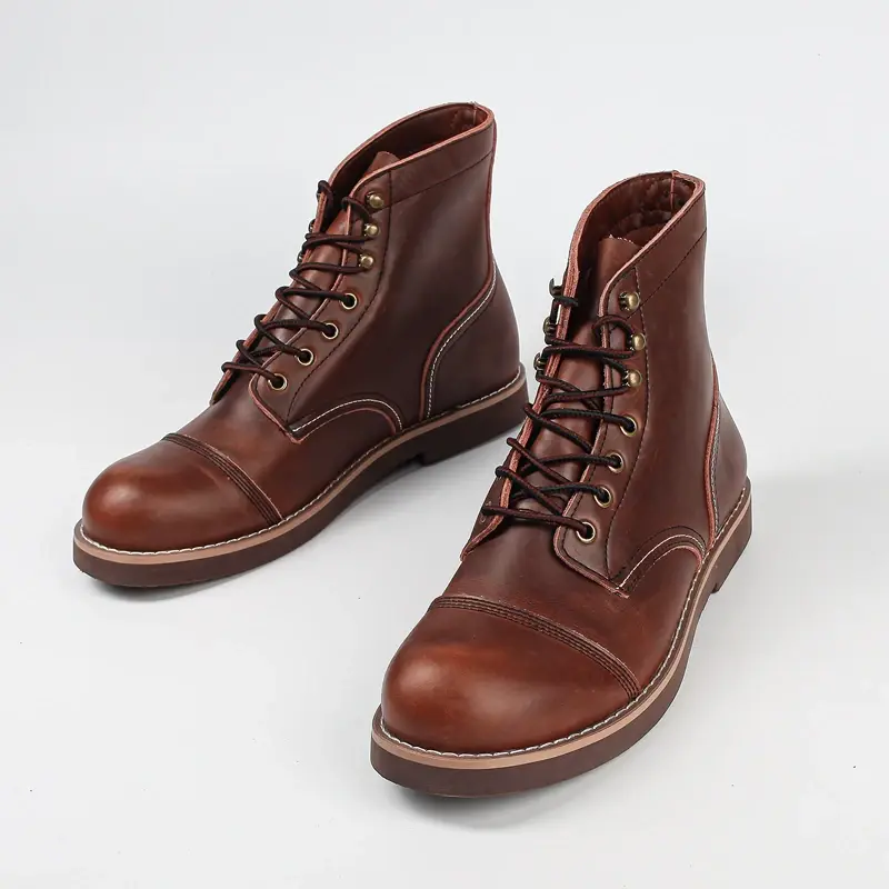 8111 Top Quality Casual Men Shoes Handmade Spring Autumn Ankle Boots Vintage Tooling Wings Cow Leather Motorcycle Boots Big Size