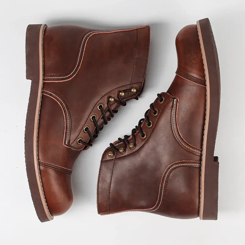 8111 Top Quality Casual Men Shoes Handmade Spring Autumn Ankle Boots Vintage Tooling Wings Cow Leather Motorcycle Boots Big Size