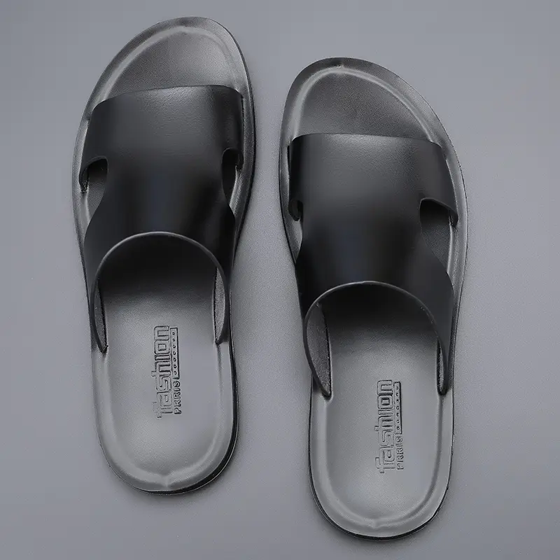 Yomior New Fashion Men Shoes Flats Summer Casual Slides Outside Sandals Beach Work Slippers Soft Leather Flip Flop Shoes