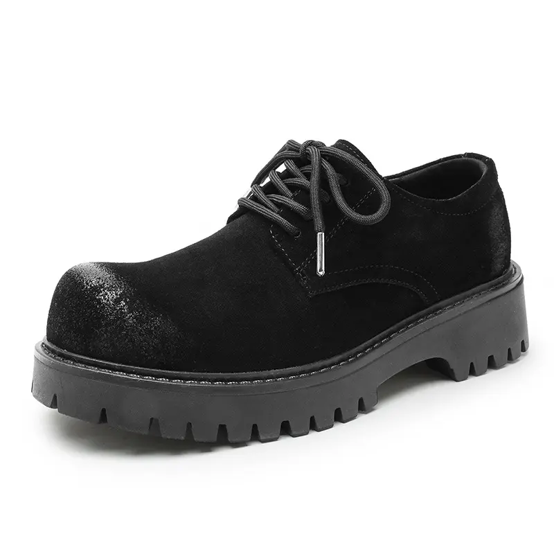 Handmade Cow Suede Men Leather Shoes Autumn Winter Tooling Loafers Business Luxury Sneakers Designer Shoe Men Height Increasing