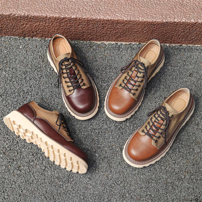 New Handmade Vintage British Men Ankle Boots Dress Leather Shoes Outdoor Tooling Work Loafers Motorcycle Boots Safety Shoes
