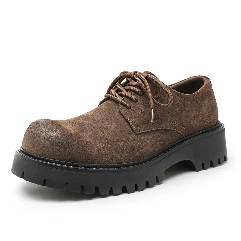 Handmade Cow Suede Men Leather Shoes Autumn Winter Tooling Loafers Business Luxury Sneakers Designer Shoe Men Height Increasing