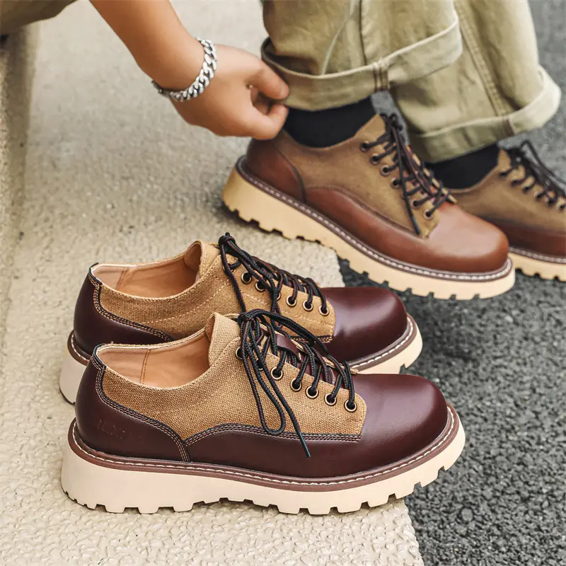 New Handmade Vintage British Men Ankle Boots Dress Leather Shoes Outdoor Tooling Work Loafers Motorcycle Boots Safety Shoes