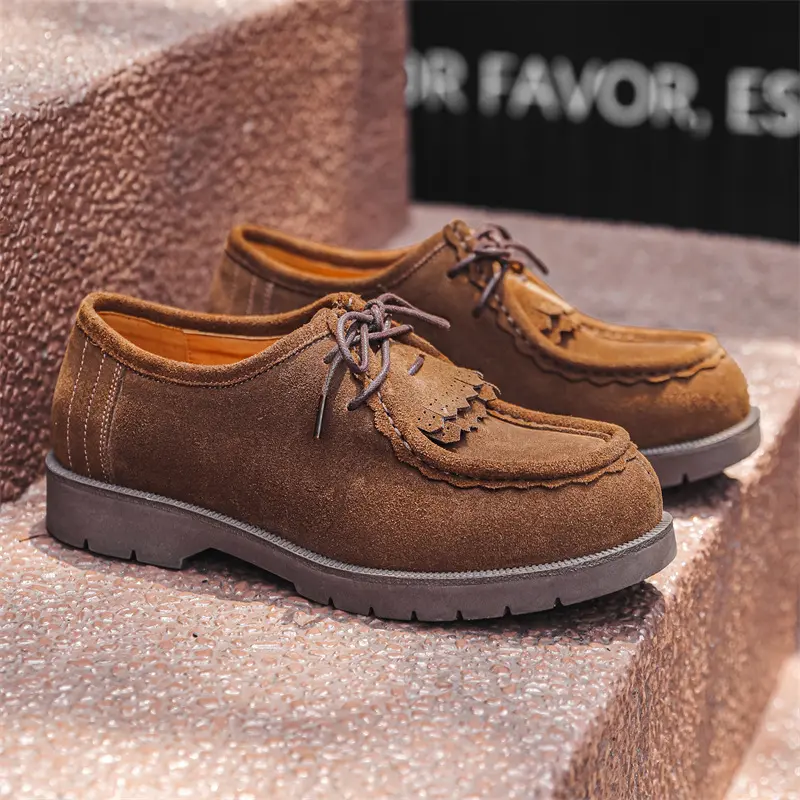 New Luxury Handmade Men Casual Leather Shoes Cow Suede Vintage British Loafers Business Dress Work Designer Shoes Men