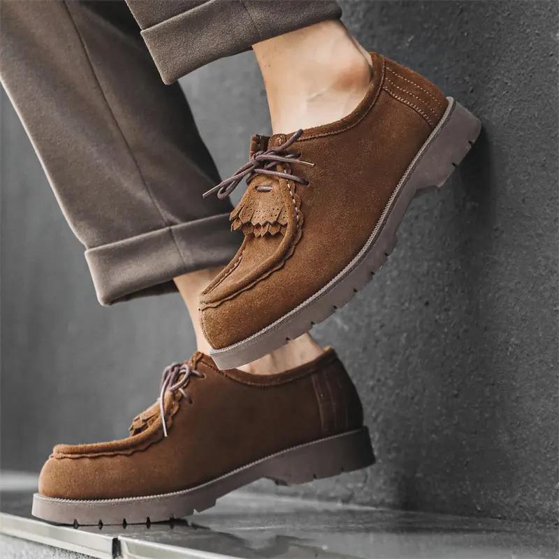 New Luxury Handmade Men Casual Leather Shoes Cow Suede Vintage British Loafers Business Dress Work Designer Shoes Men
