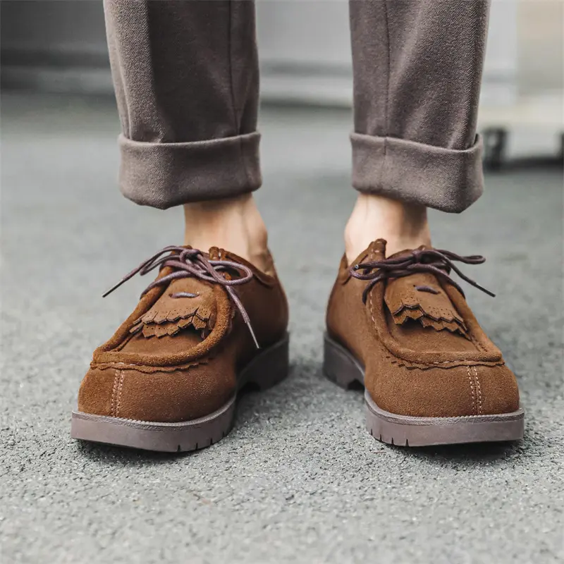 New Luxury Handmade Men Casual Leather Shoes Cow Suede Vintage British Loafers Business Dress Work Designer Shoes Men