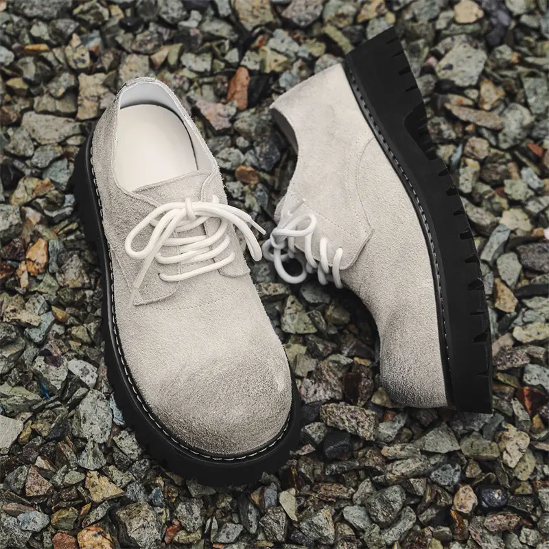 New Luxury Men Casual Leather Shoes Spring Autumn Cow Suede Dress Loafers Business Work Ankle Boots Breathable Height Increasing