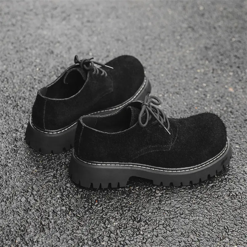 New Luxury Men Casual Leather Shoes Spring Autumn Cow Suede Dress Loafers Business Work Ankle Boots Breathable Height Increasing