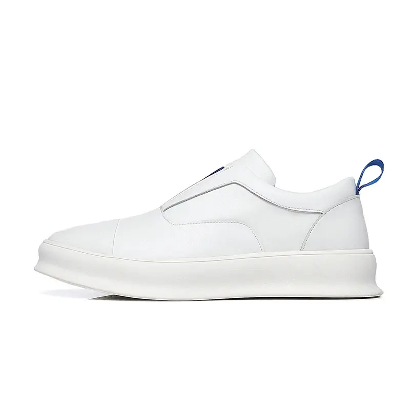 Luxury Men White Shoes Spring Summer Real Leather Breathable Loafers Non-slip Designer Shoes Casual Sneakers Height Increasing