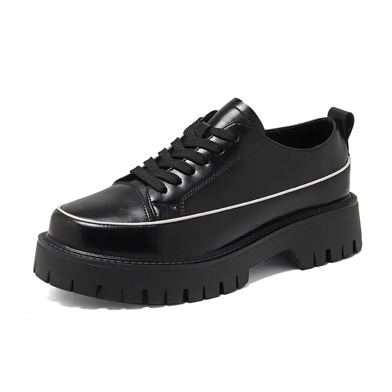 Spring Autumn Fashion Men Casual Shoes Korean Luxury Dress Leather Shoes Height Increasing Oxfords Designer Sneakers White