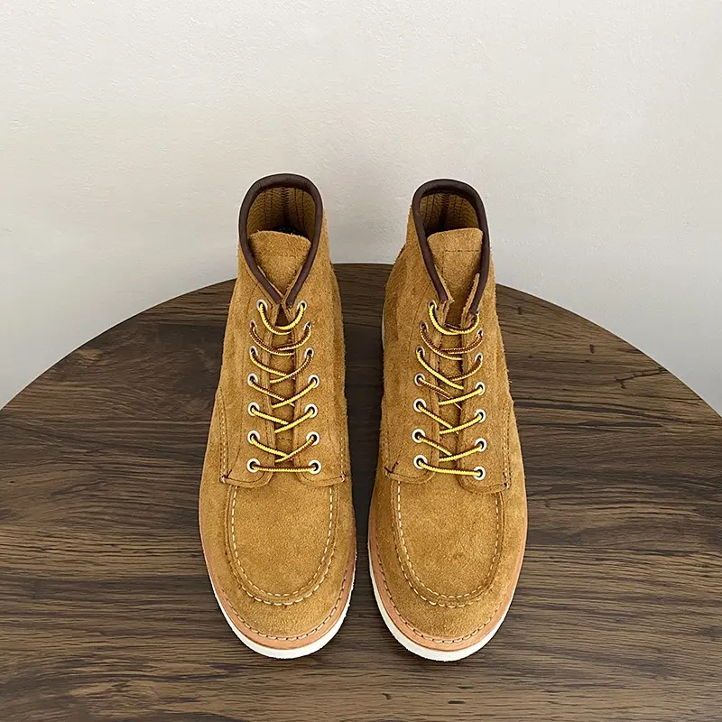 New Goodyear-Welted 875 Vintage Genuine Leather Men Ankle Boots Top Quality Wings Round Toe Casual Dress Work Red Tooling Boots