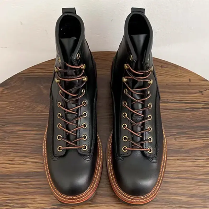 Vintage Handmade Boots Men Casual Cow Leather Shoes Top Quality Dress Ankle Boots British Tooling Work Desert Motorcycle Boots