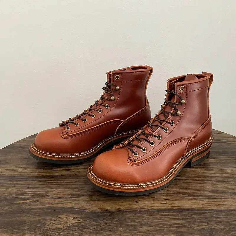 Vintage Handmade Boots Men Casual Cow Leather Shoes Top Quality Dress Ankle Boots British Tooling Work Desert Motorcycle Boots