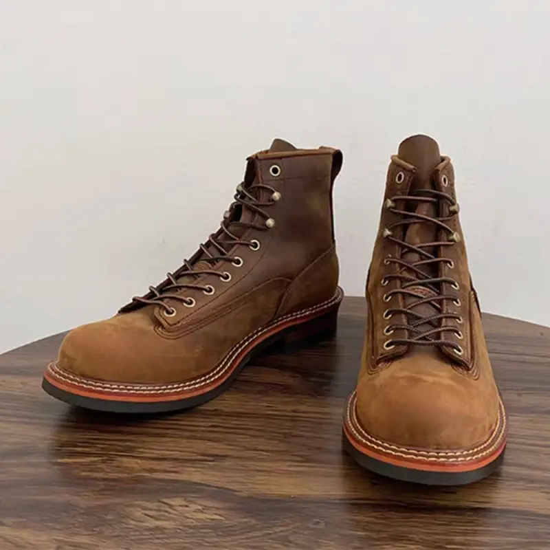 Vintage Handmade Boots Men Casual Cow Leather Shoes Top Quality Dress Ankle Boots British Tooling Work Desert Motorcycle Boots