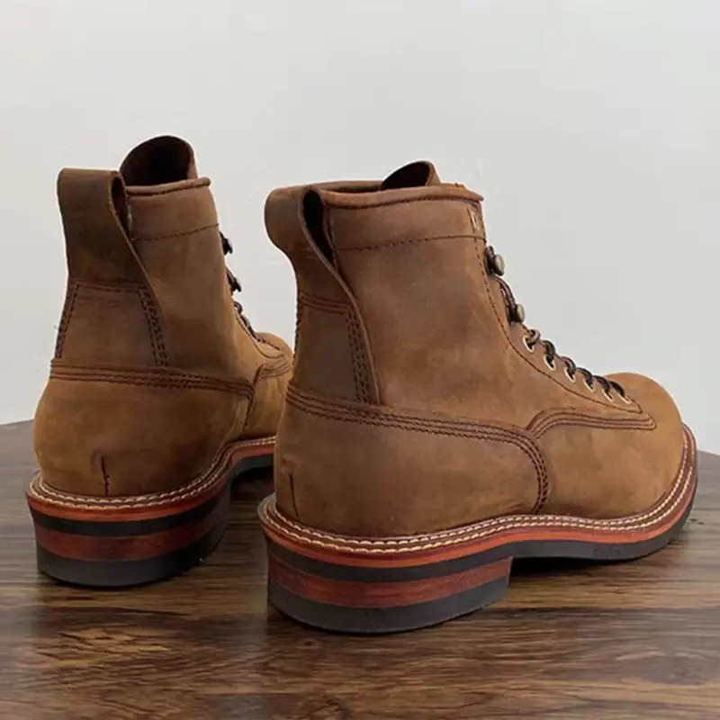 Vintage Handmade Boots Men Casual Cow Leather Shoes Top Quality Dress Ankle Boots British Tooling Work Desert Motorcycle Boots