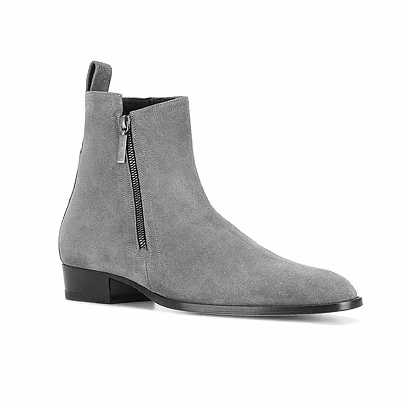 New High Quality British Men Casual Shoes Spring Winter Fashion Lace-up Dress Ankle Boots Pointed Toe Real Leather Chelsea Boots
