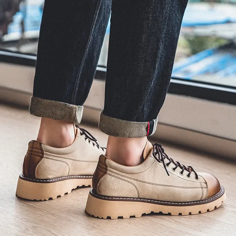 Luxury Brand Spring Men Casual Shoes Cow Suede Quality Outdoor Loafers British Breathable Height Increasing Tooling Ankle Boots