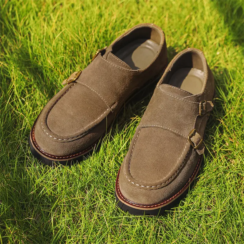New Autumn Spring British Men Cow Suede Leather Shoes Business Dress Loafers Breathable Designer Shoes Vintage Work Oxfords