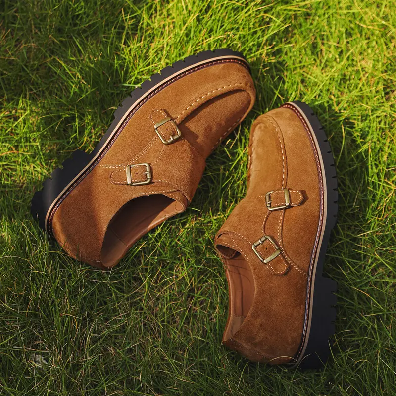 New Autumn Spring British Men Cow Suede Leather Shoes Business Dress Loafers Breathable Designer Shoes Vintage Work Oxfords
