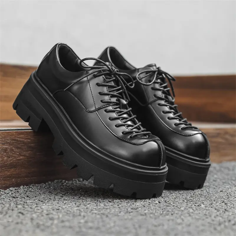 New Breathable Height Increasing White Men Dress Leather Shoes British Fashion Luxury Loafers Outdoor Autumn Winter Sneakers
