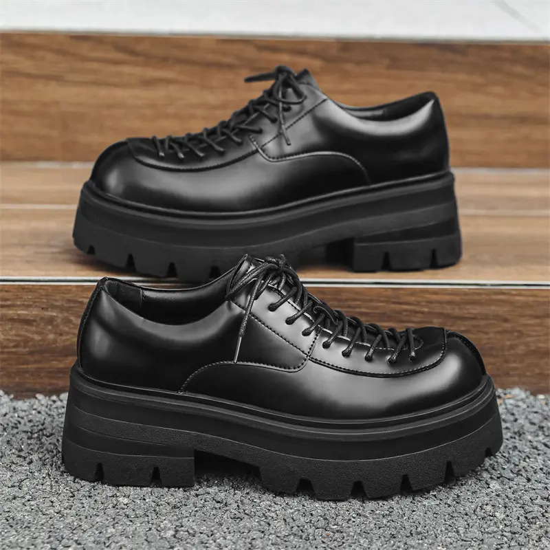 New Breathable Height Increasing White Men Dress Leather Shoes British Fashion Luxury Loafers Outdoor Autumn Winter Sneakers