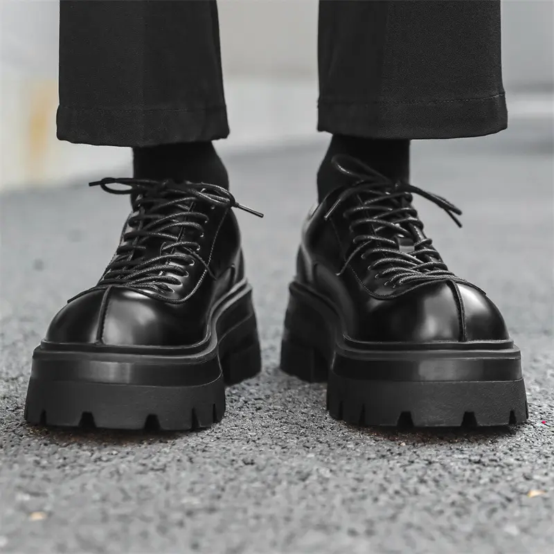 New Breathable Height Increasing White Men Dress Leather Shoes British Fashion Luxury Loafers Outdoor Autumn Winter Sneakers