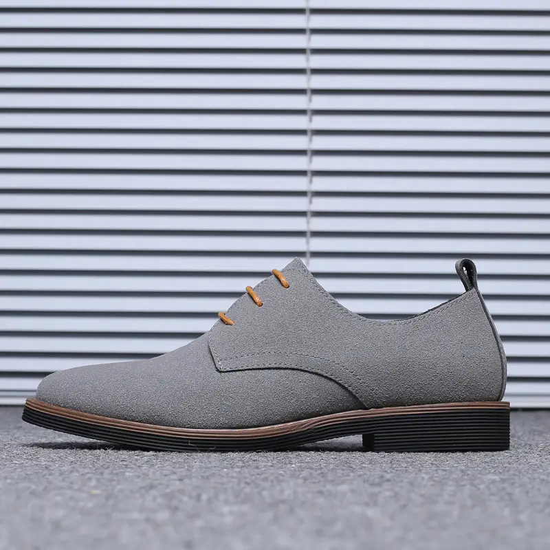 Yomior Cow Suede Lace-Up Men Casual Formal Dress Shoes Vintage Office Work Gentlemen Leather Shoe Wedding Oxfords Zapatos Hombre
