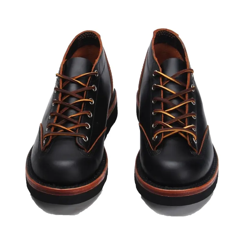 Vintage Handmade Goodyear-Welted Men Shoes Tooling Round Toe Ankle Boots British Black Platform Motorcycle Boots Genuine Leather