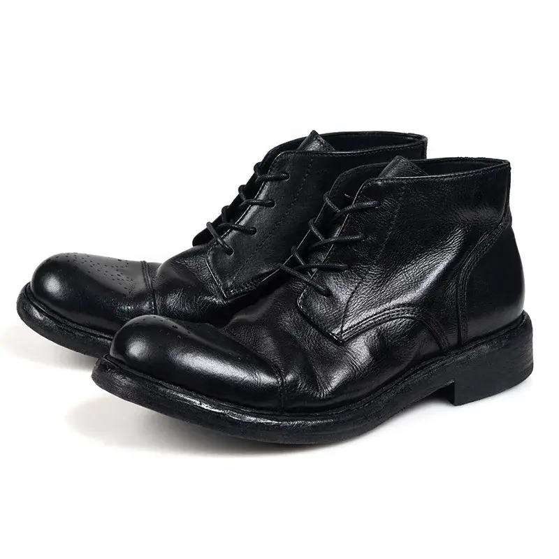 Luxury Top Quality Goodyear Cow Leather Men Boots Autumn Winter Vintage British Tooling Men Shoes Military Motorcycle Boots