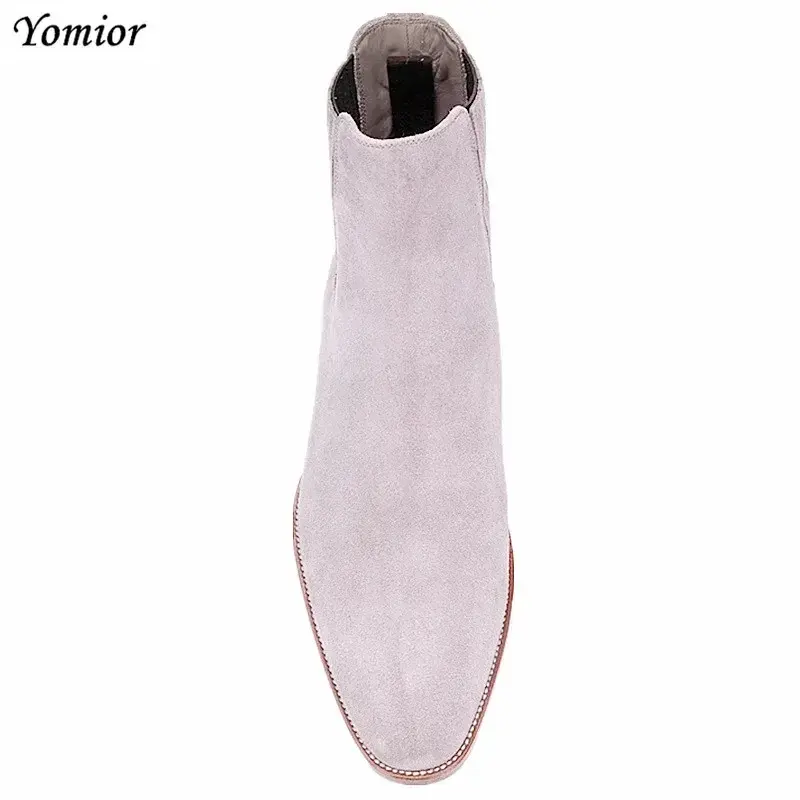 New Fashion Pointed Toe Mens Shoes Spring Autumn British Gentleman Real Leather Ankle Boots Vintage Chelsea Boots Wedding Party