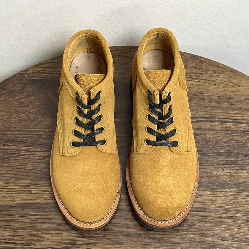 New High Quality Handmade Goodyear Cow Suede Men Leather Shoes Vintage British Tooling Ankle Boots Autumn Winter Motorcycle Boot