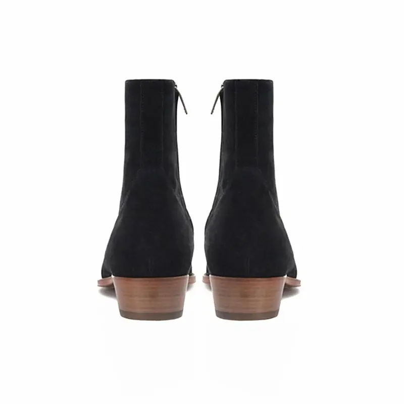 Handmade Luxury Brand British Designer Men Casual Shoes Vintage Cow Leather Ankle Boots Wedge Pointed Toe Zipper Chelsea Boots