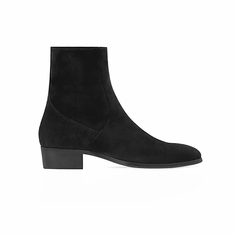Handmade Luxury Brand British Designer Men Casual Shoes Vintage Cow Leather Ankle Boots Wedge Pointed Toe Zipper Chelsea Boots
