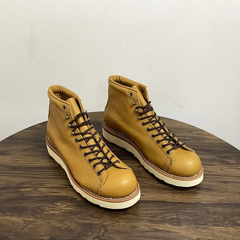 New Goodyear Men Cow Leather Shoes Vintage British Autumn Winter Ankle Boots Outdoor Work Big Size Desert Motorcycle Boots