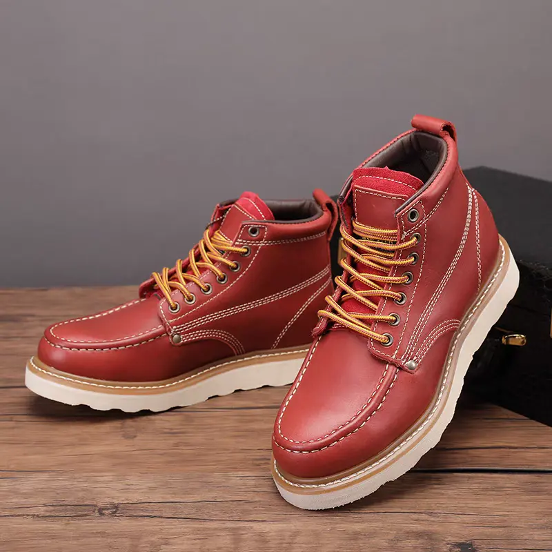 New High Quality Goodyear Men Ankle Boots Autumn Winter Cow Leather Business Tooling Motorcycle Boots Vintage British Shoes