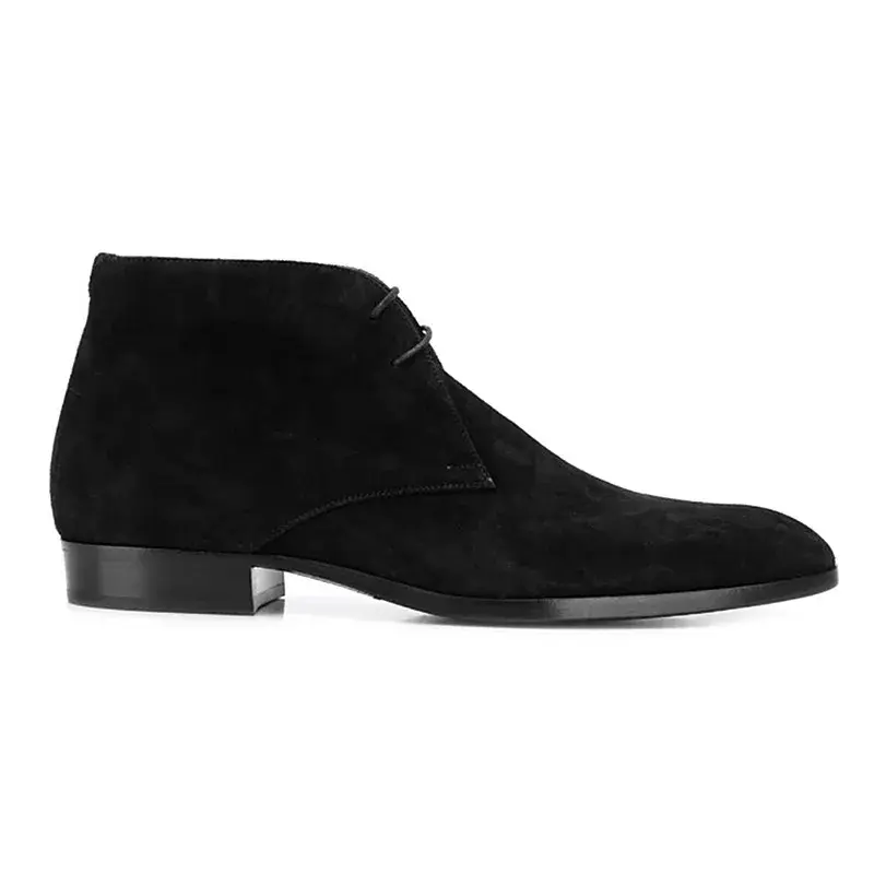 New Luxury Cow Suede Leather Pointed Toe Men Shoes British Man Ankle Boots Vintage Dress Wedding Chelsea Boots Fashion Autumn