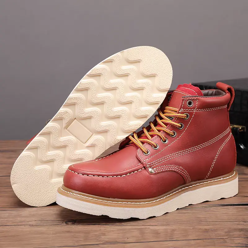 New High Quality Goodyear Men Ankle Boots Autumn Winter Cow Leather Business Tooling Motorcycle Boots Vintage British Shoes