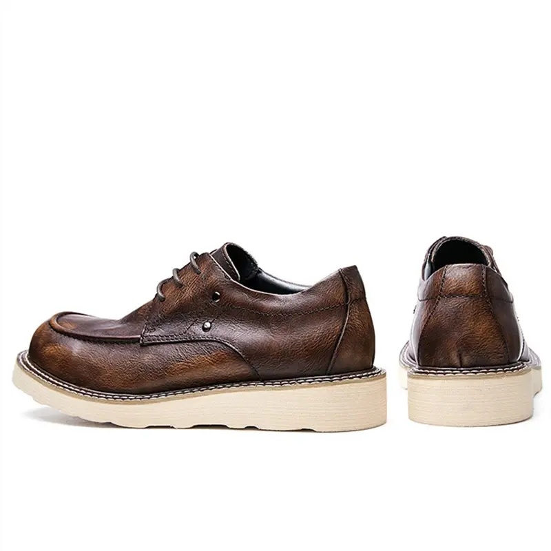 New British Men Dress Cow Leather Casual Shoes Vintage Top Quality Luxury Designer Men Outdoor Tooling Loafers Desert Boots