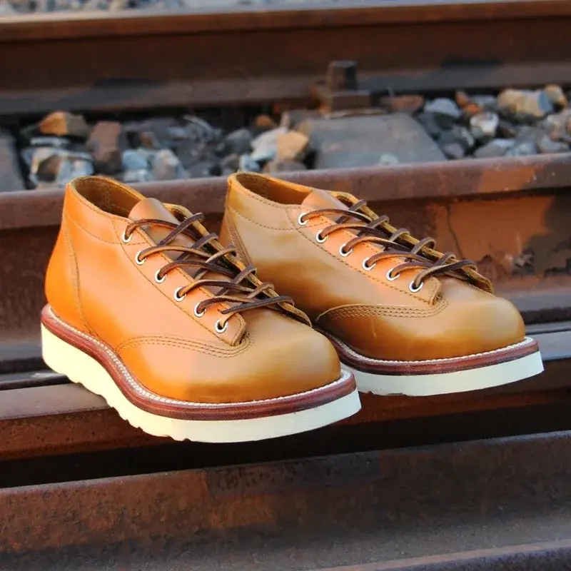 Handmade Goodyear-Welted High Quality Casual Men Shoes Cow Leather Ankle Boots Tooling Ankle Motorcycle Boots Vintage British