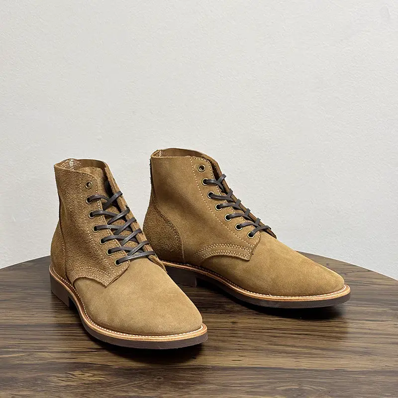 New Handmade Goodyear Cow Leather Men Ankle Boots Autumn Winter Business Dress Wedding Tooling Shoes Motorcycle Boots British