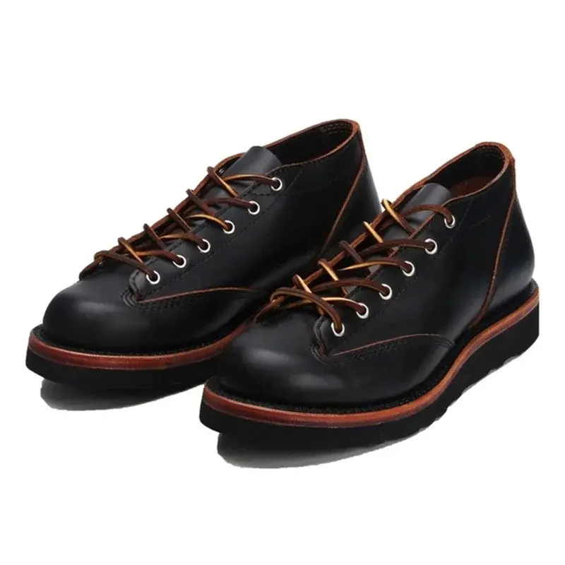 Handmade Goodyear-Welted High Quality Casual Men Shoes Cow Leather Ankle Boots Tooling Ankle Motorcycle Boots Vintage British